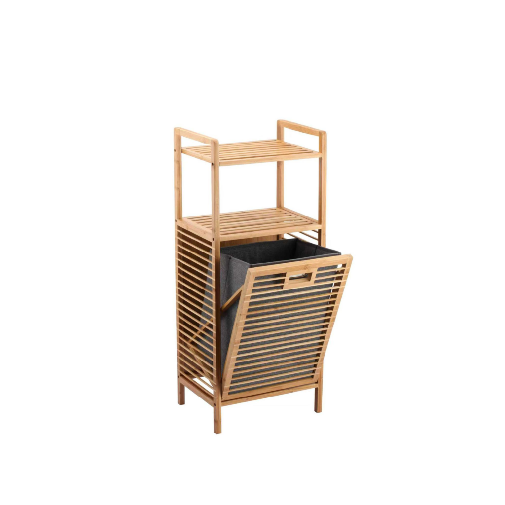 Organizador de bambú con estante y canasto para ropa COMBA