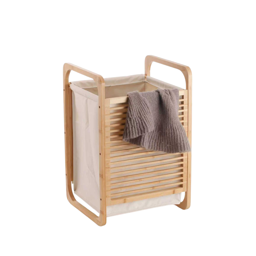 Canasto de bambú de diseño lineal para ropa COMBA
